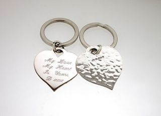 personalised silver heart keyring by david louis design