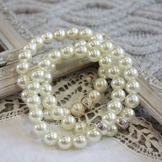 pearl and silver stretch bracelet by harry rocks