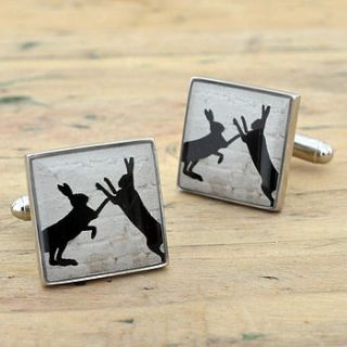 boxing hares cufflinks by primrose & plum