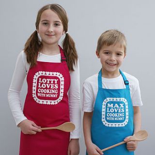 personalised 'cooking with you' kids apron by sparks clothing