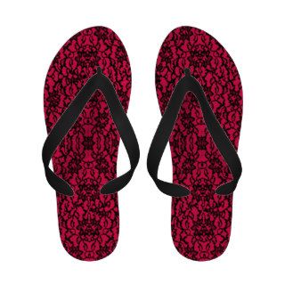 Elegant Gothic Red and Black Lace Flip Flops