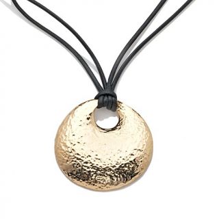 Bellezza Bronze Hammered Drop 34" Cord Necklace