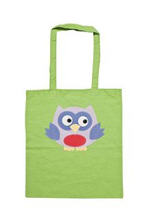 green owl shopper bag by not for ponies