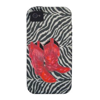 Red Boots on Zebra Print iPhone 4s case Vibe iPhone 4 Cases