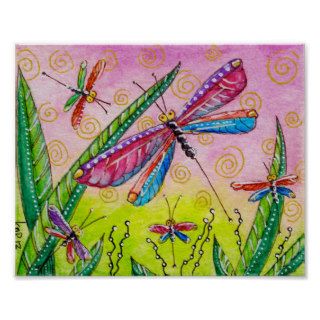 Dragonfly Party Watercolor Poster