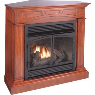 ProCom Dual Fuel Vent-Free Fireplace with Corner Conversion Kit — 32,000 BTU, Heritage Cherry Veneer, Model# FBD400RTCC-M-HC