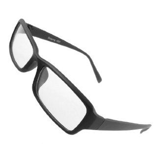 Women Black Rubberized Plastic Full Frame Rectangular Clear Lens Glasses Health & Personal Care