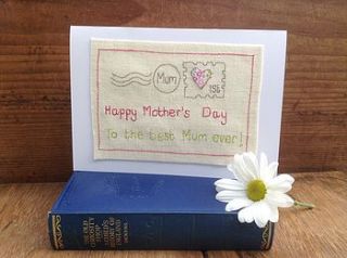 personalised mother's day card by caroline watts embroidery
