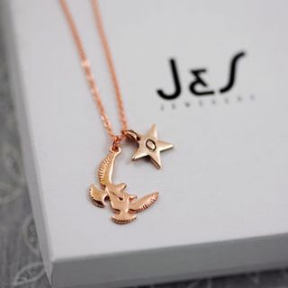 personalised little bird necklace by j&s jewellery