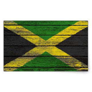 Jamaican Flag with Rough Wood Grain Effect Stickers