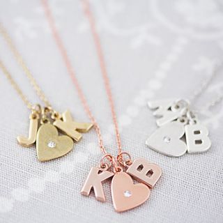 double chunky letter heart necklace by j&s jewellery