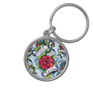 Free and Easy watercolor rose tattoo art. Keychains