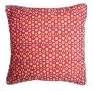 printed cushion in dalia red by my poppet petite