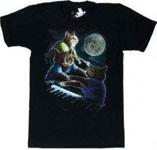 Three Keyboard Cat Moon By Oxen   Men's And Women's Black Shirts (Women's Medium) at  Men�s Clothing store Apparel Accessories