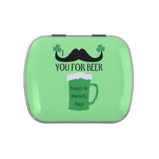 Mustache you for beer St Patrick Day Clovers Jelly Belly Candy Tins