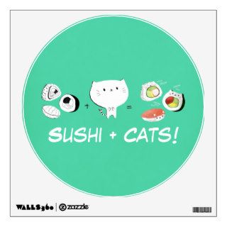 Cat plus Sushi equals Cuteness Wall Decal