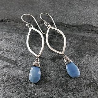 handmade marquis gem and silver earrings by camali design