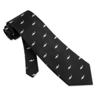 Men's Black Swimming Sharks Microfiber Necktie Tie Neckwear Clothing