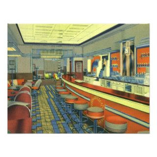Vintage Restaurant, Retro Roadside Diner Interior Custom Invite
