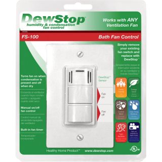 DewStop Humidity and Condensation Fan Switch — White, Model# FS-100-W1  Fan Accessories