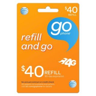 AT&T GoPhone $40 Pre paid Cell Phone Refill Card