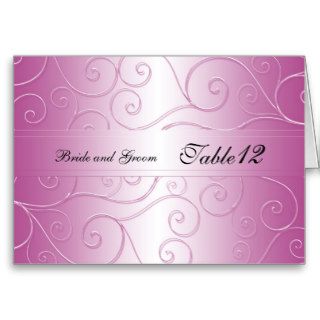 Luxury Pink Damask Swirls Table number card Greeting Card