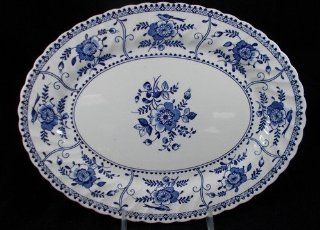 Johnson Brothers Bros Ironstone Indies Blue Pattern 12" Oval Platter Made in England Kitchen & Dining