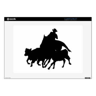 Silhouettes   Horses   Team Penning 15" Laptop Decals
