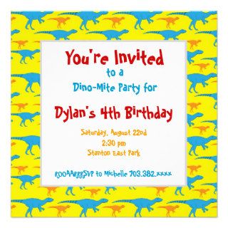 Personalized Dinosaur Birthday Party Invitations