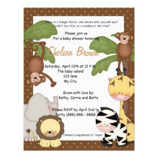 Jungle safari birthday baby shower invitation