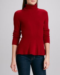 Cashmere Turtleneck Peplum Sweater