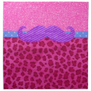 Girly Pink Cheetah Animal Glitter Photo Print Cloth Napkin