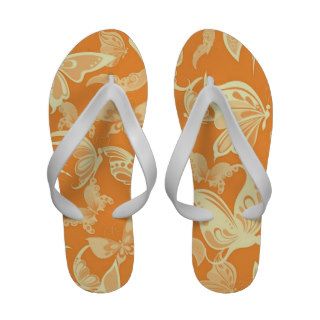Cute orange butterflies background design Flip Flops