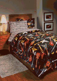 Rock Star Guitar Full Comforter Set (8 Piece Bed In A Bag)  