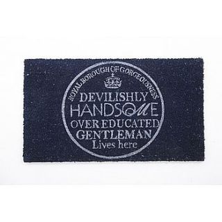 'devilishly handsome gentleman' door mat by hope and willow