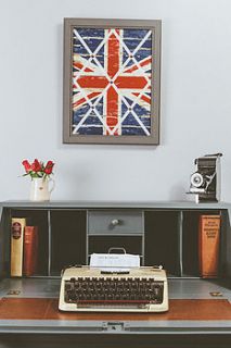 union jack framed memo board by pins and ribbons