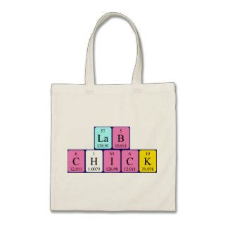 Lab Chick periodic table name tote bag