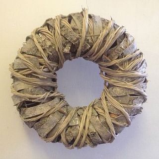 frosted birch bark wreath by og home