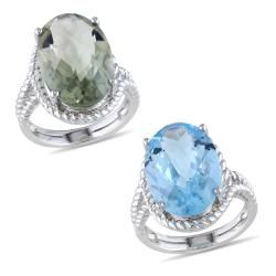 Miadora Sterling Silver Blue Topaz or Green Amethyst Fashion Ring Miadora Gemstone Rings