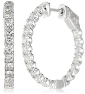 KC Designs "Eternity Hoops" Diamond 14k White Gold Hoop Earrings , 1.82 cttw Jewelry