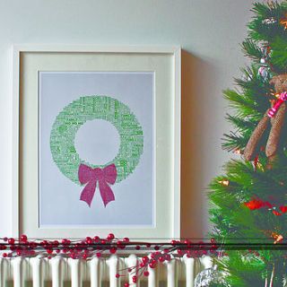 personalised word art wreath print by papercuts by cefuk