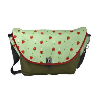 Strawberry Pattern on lime green background Commuter Bags