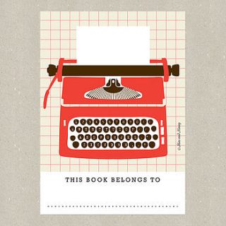 'this book belongs to' typewriter bookplates by mac and ninny paper company