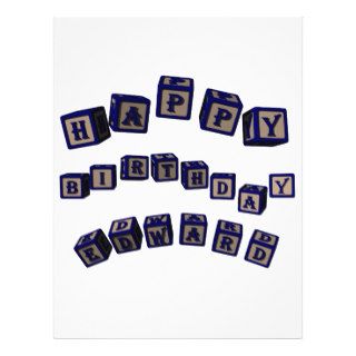 Happy Birthday Edward toy blocks in blue. Full Color Flyer