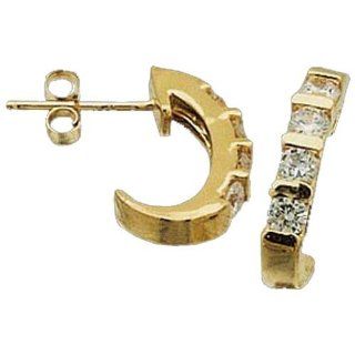 14kt Yellow Gold Bar Channel Diamond J Hoop Earrings Jewelry Days Jewelry