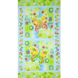 The Garden Club Butterfly Panel Blue/Yellow Fabric
