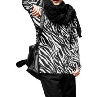 Men Casual Round Neck Zebra Print Long Sleeve Shirt Black White S at  Men�s Clothing store
