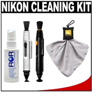 Nikon Cleaning Combo Kit Nikon Lens Pen Cleaning & Nikon Spudz Microfiber Cloth + Optical Lens Cleaner + LCD Monitor Pen for D3x, D3s, D4, D7000, D5100, D5000, D3100, D3000, D300s, 1 V1, J1 Digital SLR Cameras, Lenses, Binoculars & Scopes  Camera