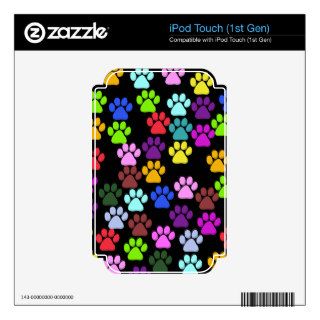 Dog Paws Trails Pawprints Red Blue Green Yellow Skin For iPod Touch