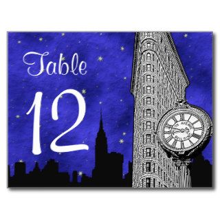 NYC Flatiron Skyline Silhouette Bl S2 Table Number Post Cards